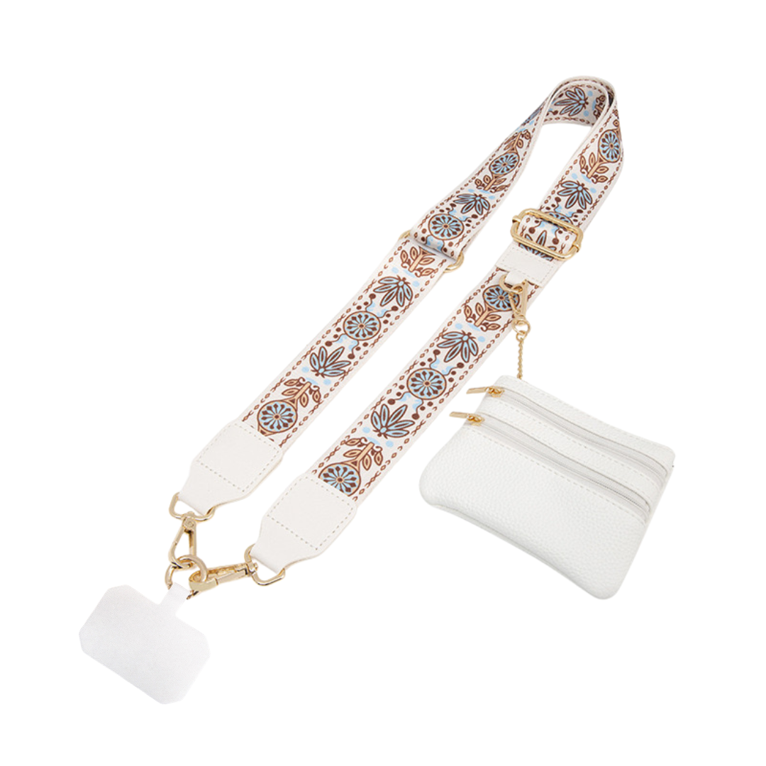 Phone Strap + monedero (convertible en corto para muñeca)