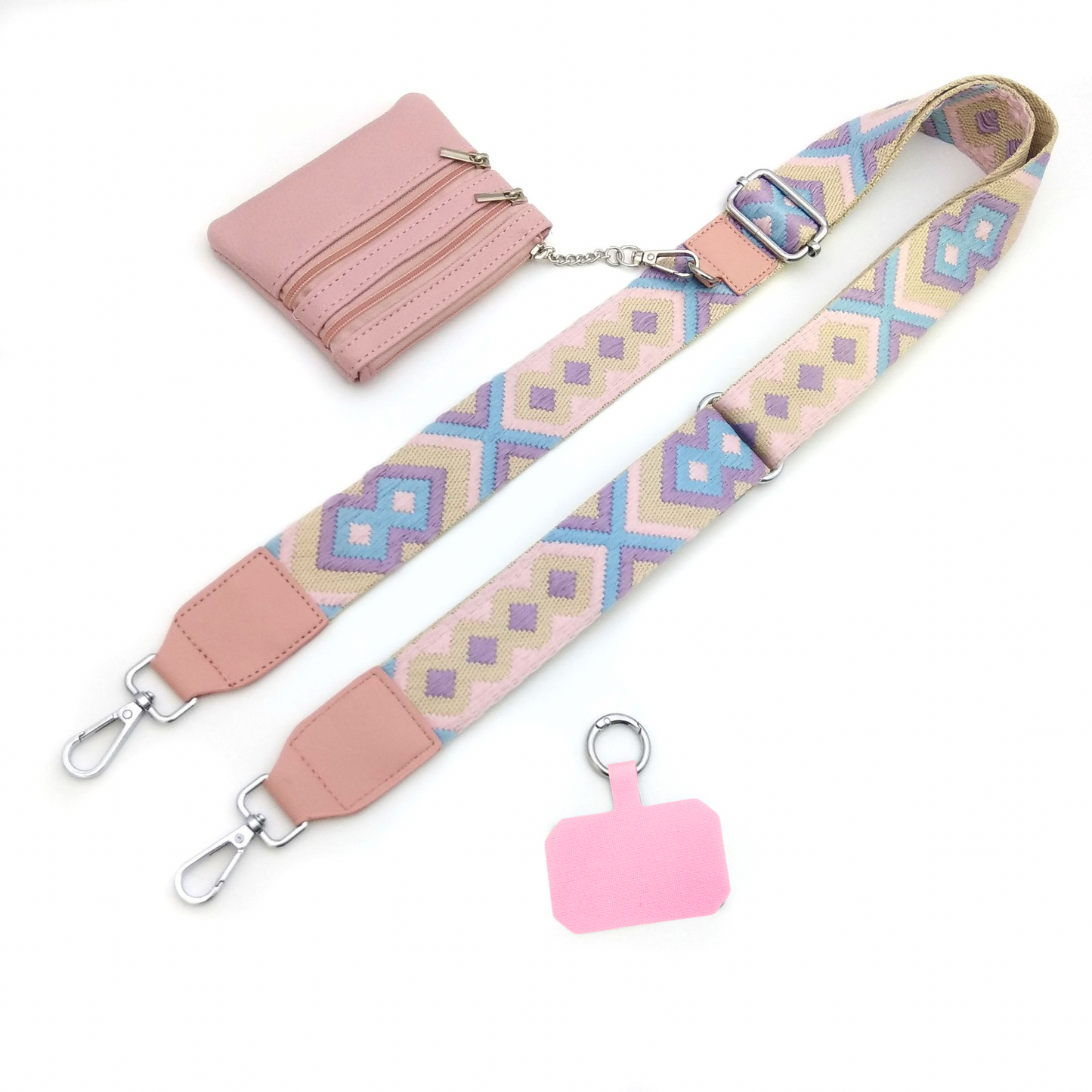Phone Strap + monedero (convertible en corto para muñeca)