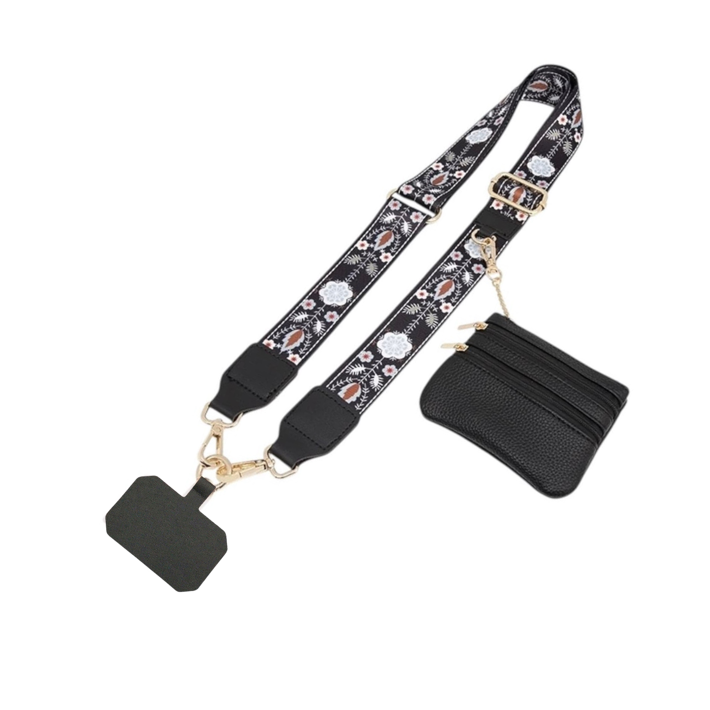 Phone Strap + monedero (convertible en corto para muñeca)