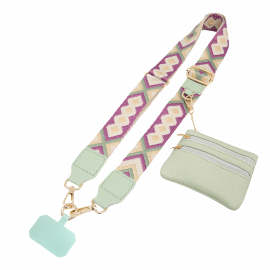 Phone Strap + monedero (convertible en corto para muñeca)