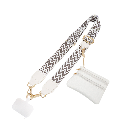 Phone Strap + monedero (convertible en corto para muñeca)