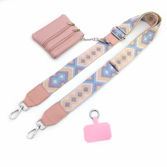 Phone Strap + monedero (convertible en corto para muñeca)