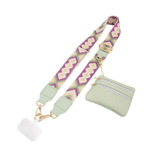 Phone Strap + monedero (convertible en corto para muñeca)