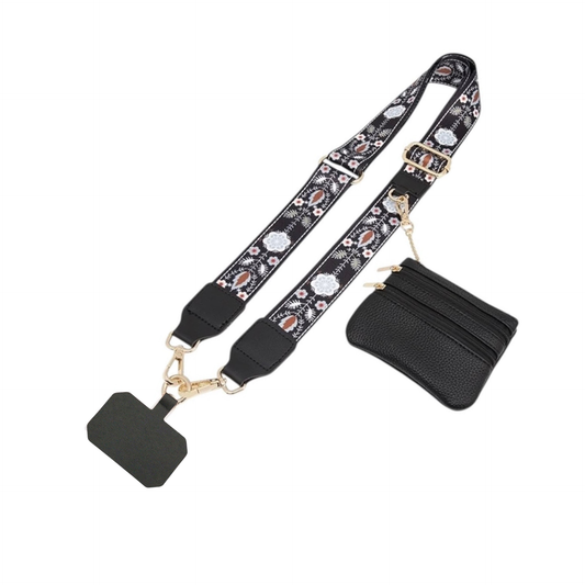 Phone Strap + monedero (convertible en corto para muñeca)